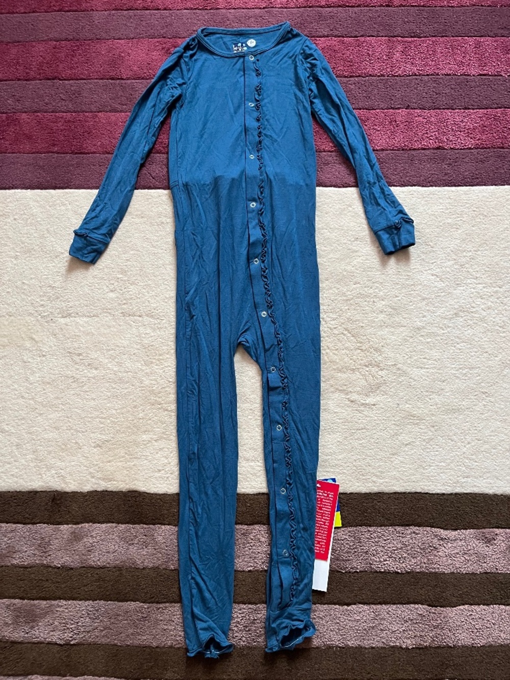 Kickee Pants Blue Ruffled Union Suit -  Size 8 NWT